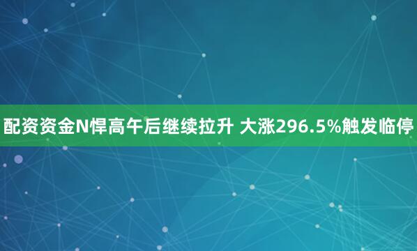 配资资金N悍高午后继续拉升 大涨296.5%触发临停